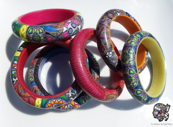 bracelets tout en argile à décors multiples