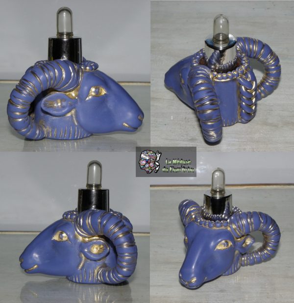 Récup de flacon pour sculpture décorative, mouflon bleu.
